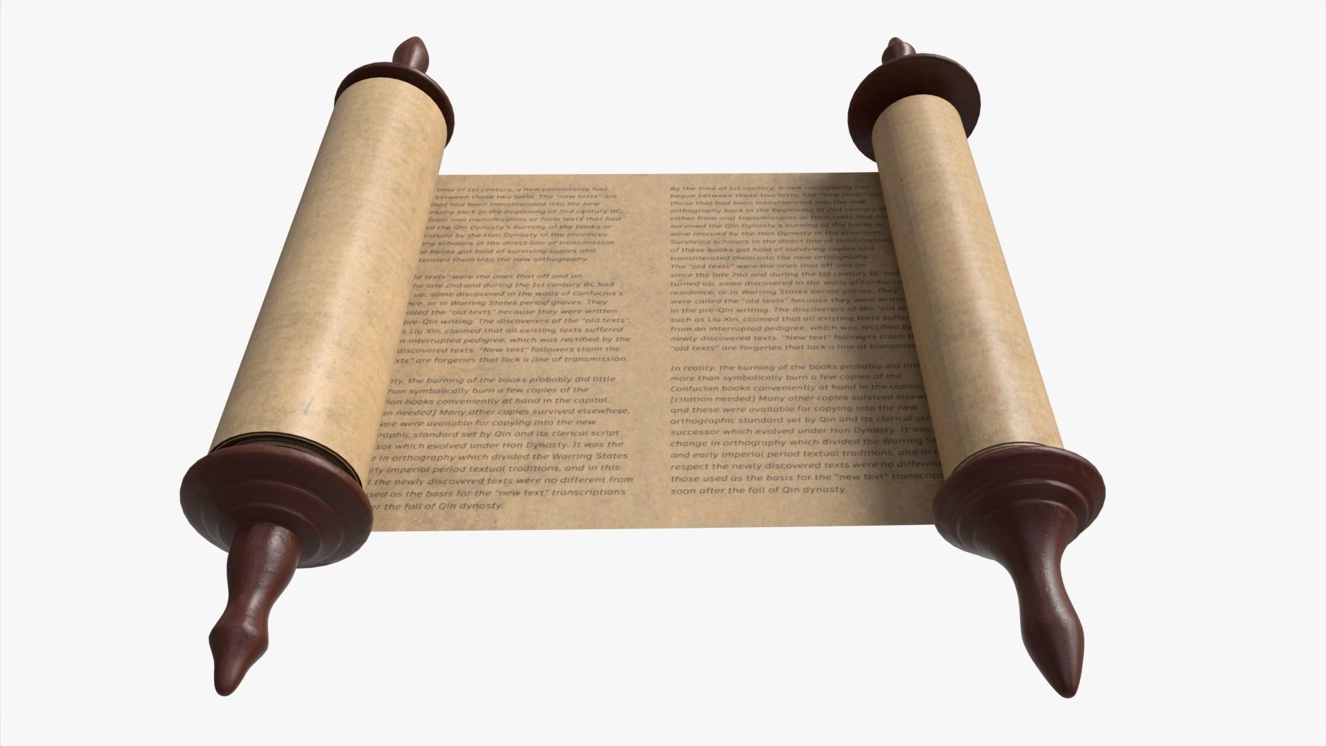 Ancient Scroll With Wooden Rods Old text 01 3D model_2