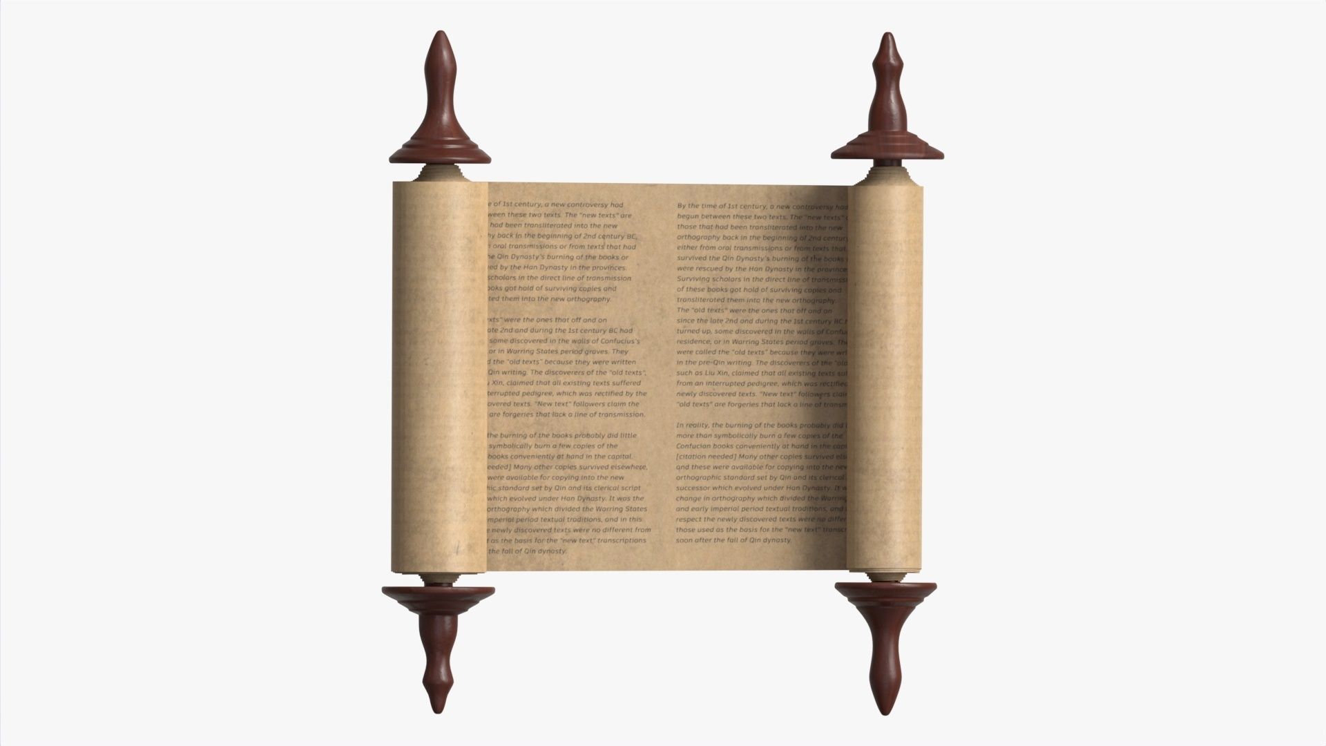 Ancient Scroll With Wooden Rods Old text 01 3D model_5