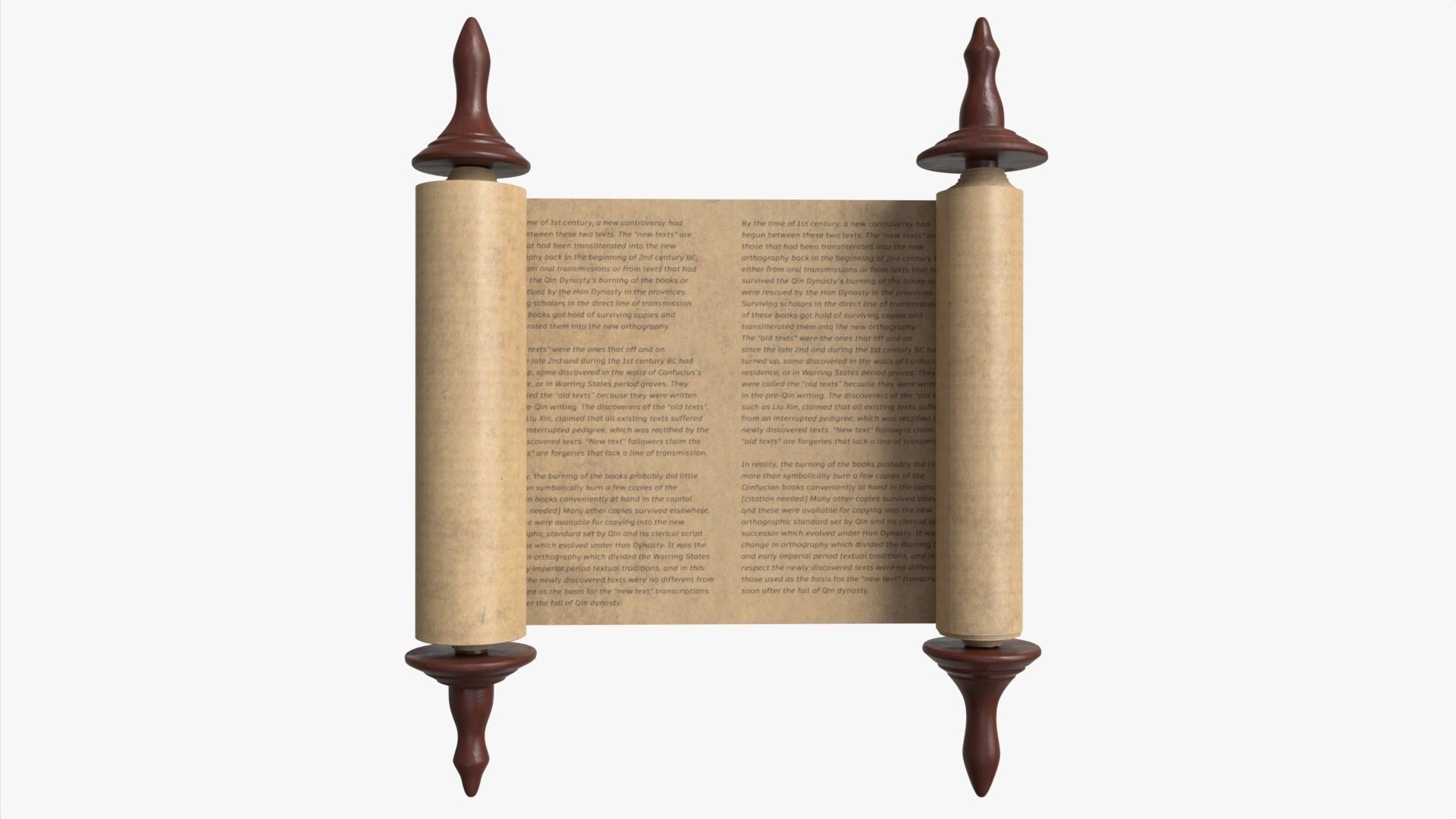 Ancient Scroll With Wooden Rods Old text 01 3D model_1