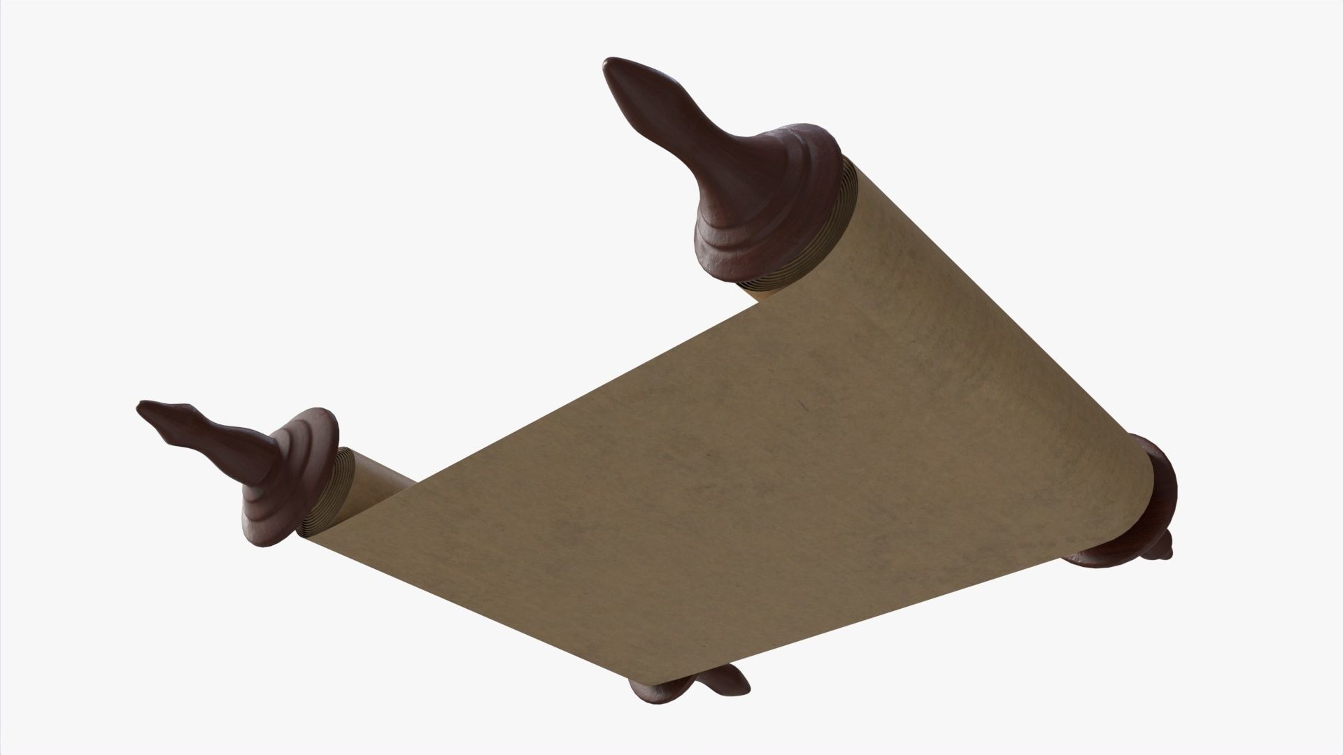 Ancient Scroll With Wooden Rods Old text 01 3D model_3