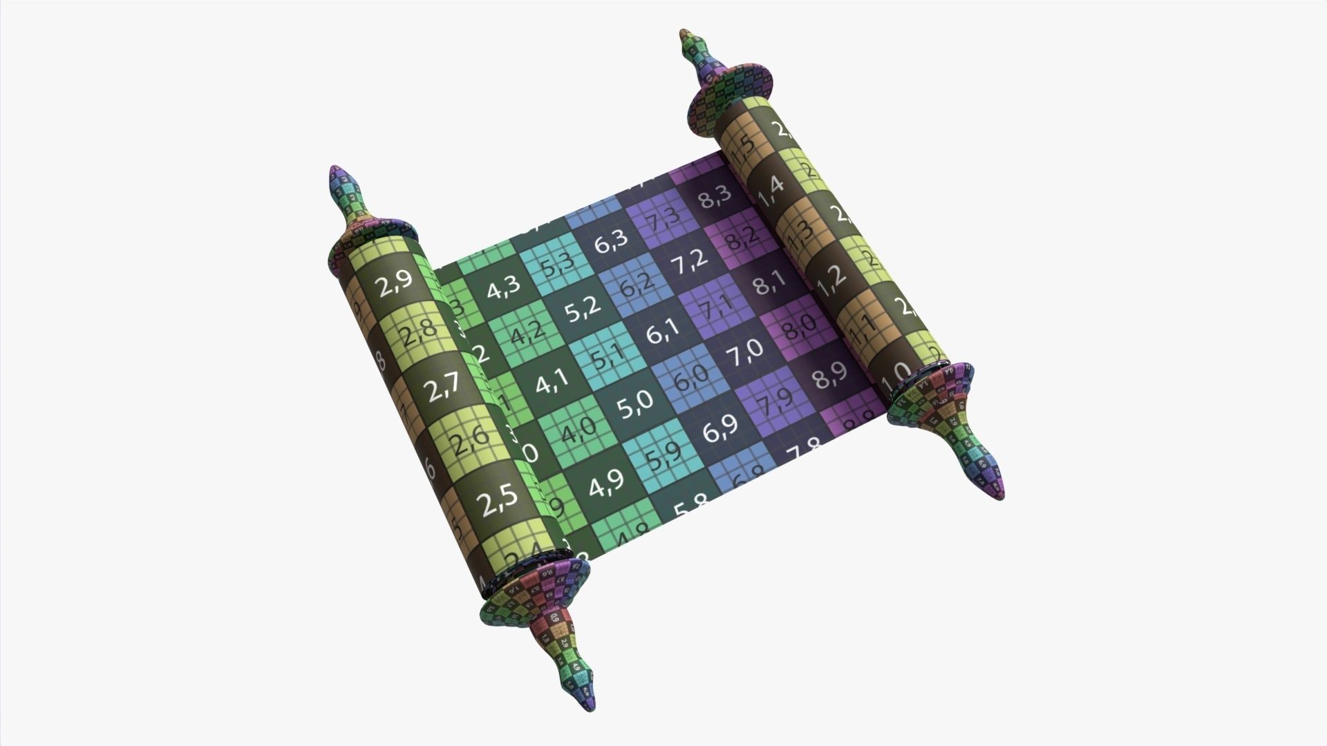 Ancient Scroll With Wooden Rods Old text 01 3D model_7