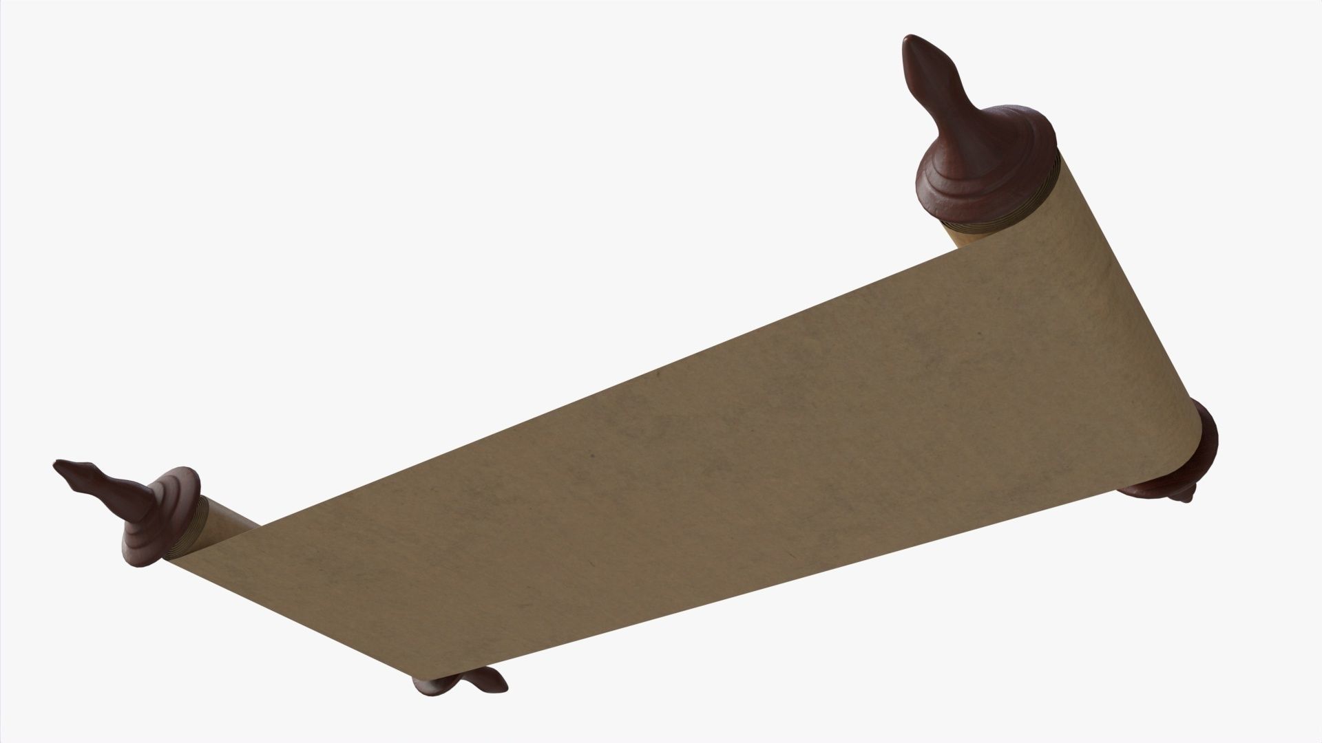 Ancient Scroll With Wooden Rods Old text 02 3D model_3