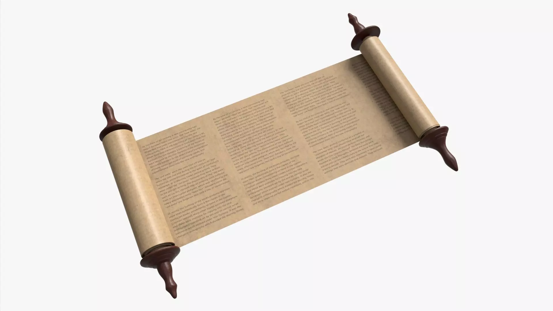 Ancient Scroll With Wooden Rods Old text 02 3D model_0