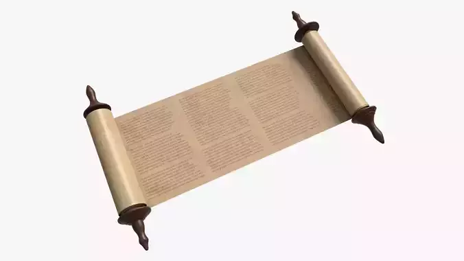 Ancient Scroll With Wooden Rods Old text 02 3D model