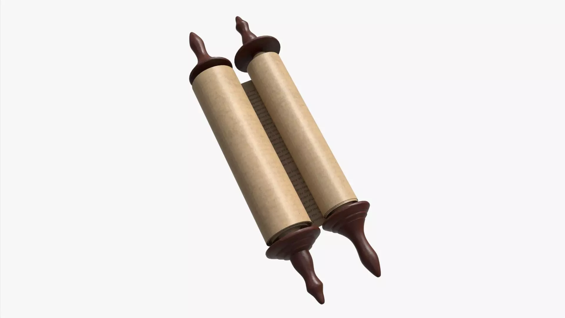 Ancient Scroll With Wooden Rods Old text 03 3D model_0