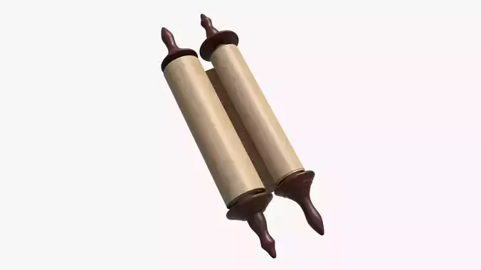 Ancient Scroll With Wooden Rods Old text 03 3D model