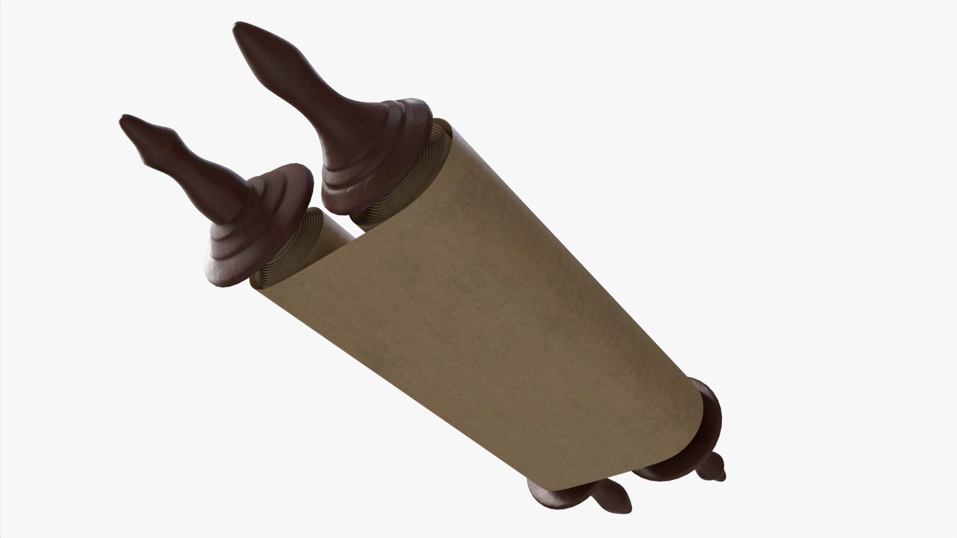 Ancient Scroll With Wooden Rods Old text 03 3D model_3