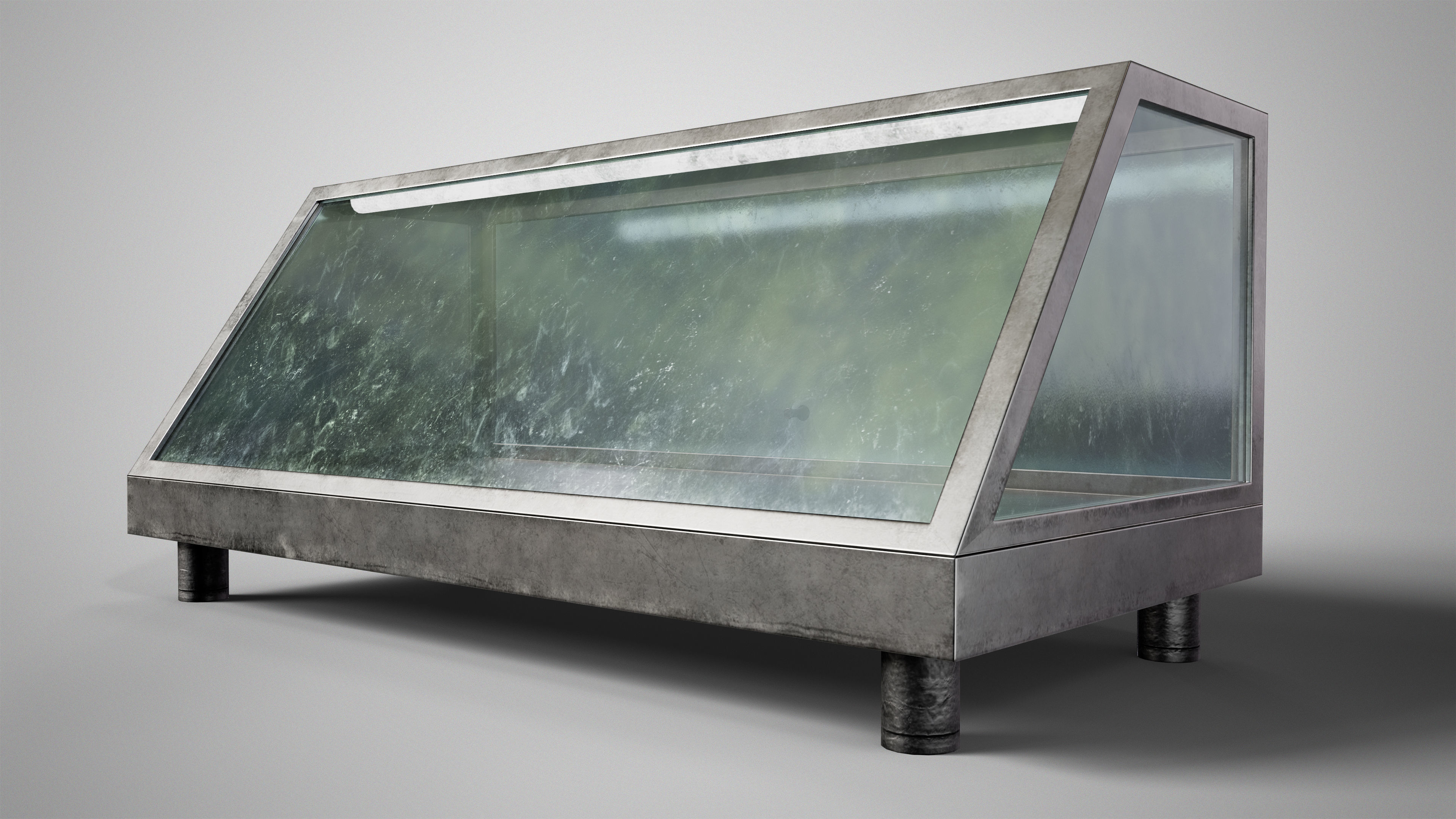 Retro Food Display - Vintage Glass Showcase Game Ready Low-poly 3D model_5