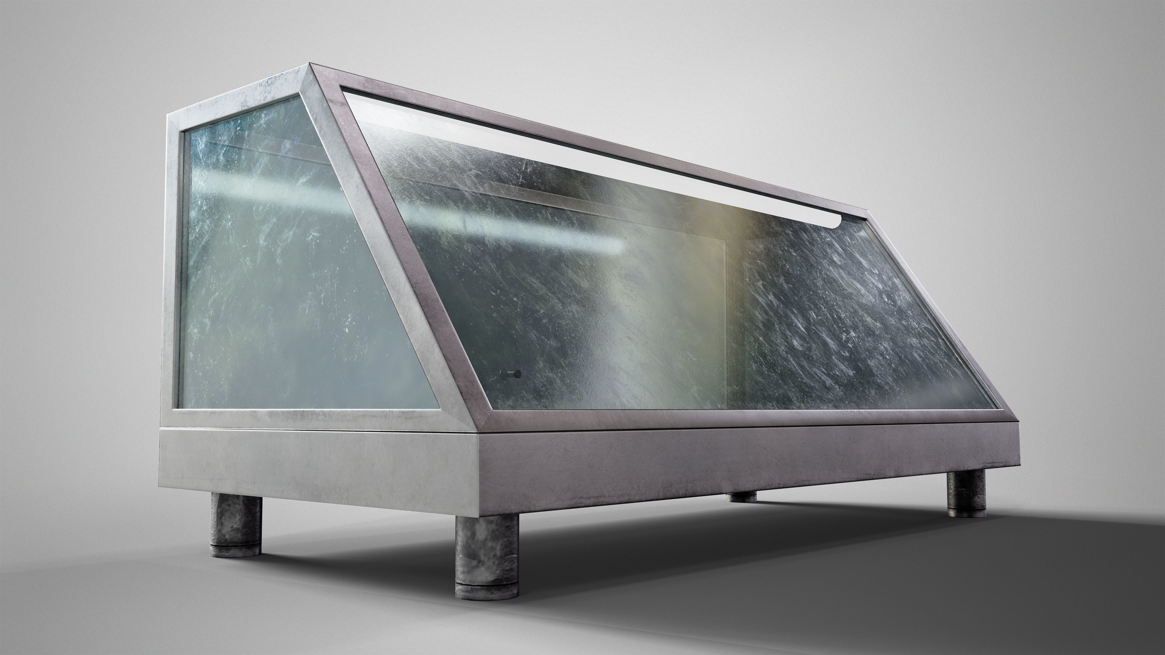 Retro Food Display - Vintage Glass Showcase Game Ready Low-poly 3D model_1