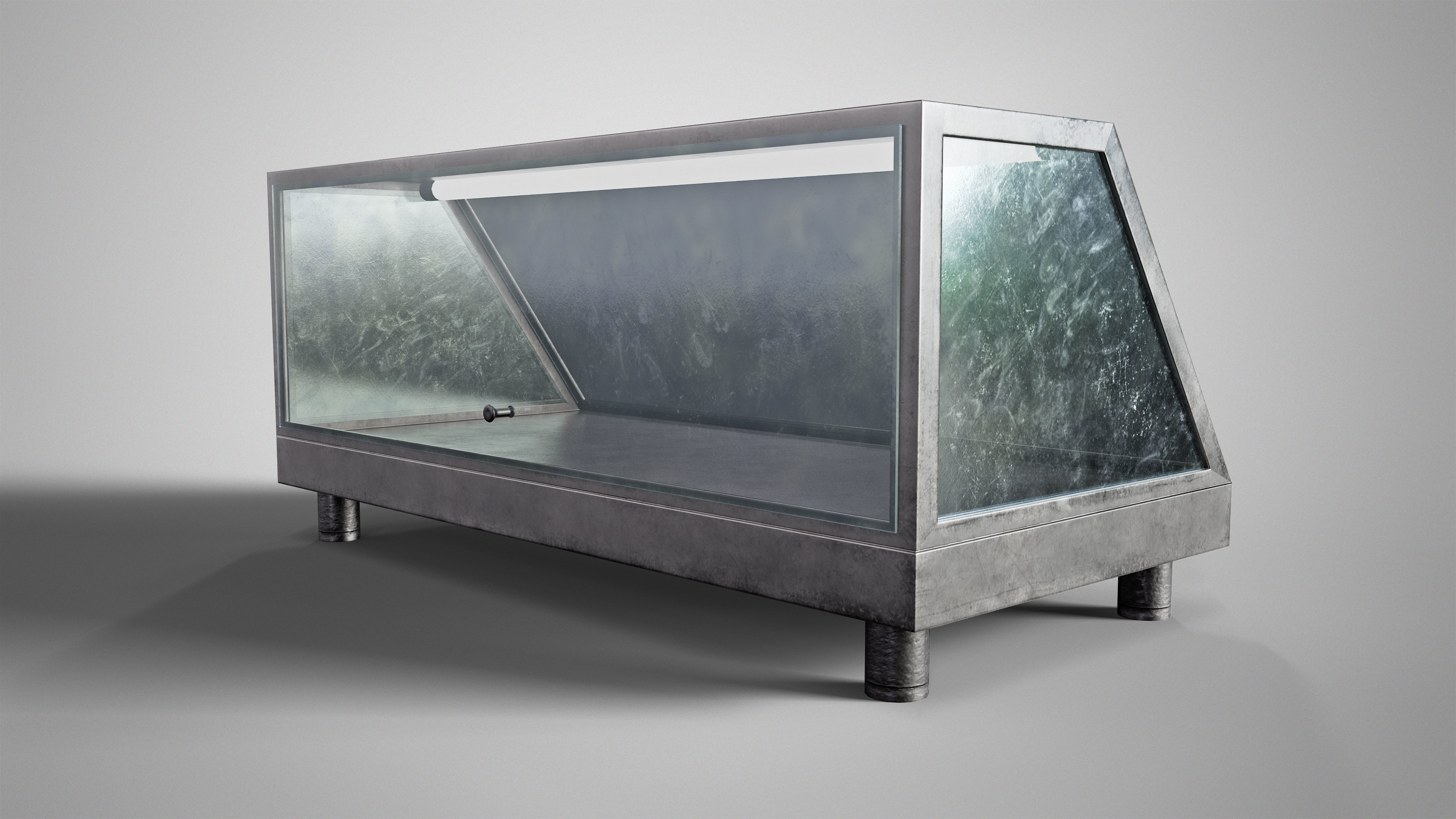 Retro Food Display - Vintage Glass Showcase Game Ready Low-poly 3D model_4