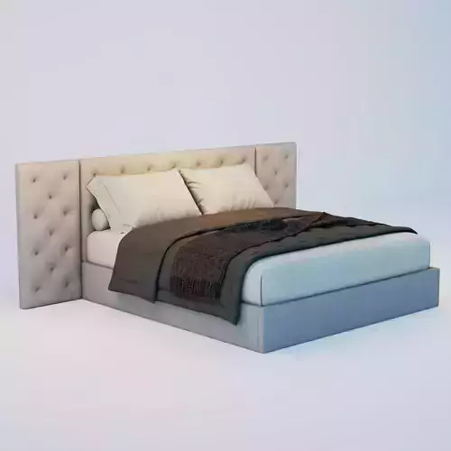 Bed 3d Model with upholstered headboard