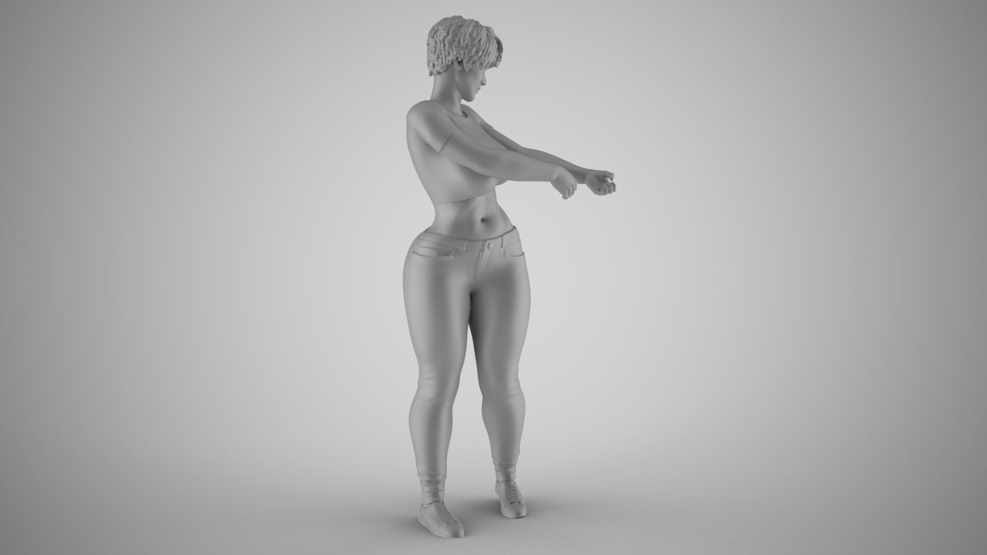 Girl Pulling Rope 3D print model_3