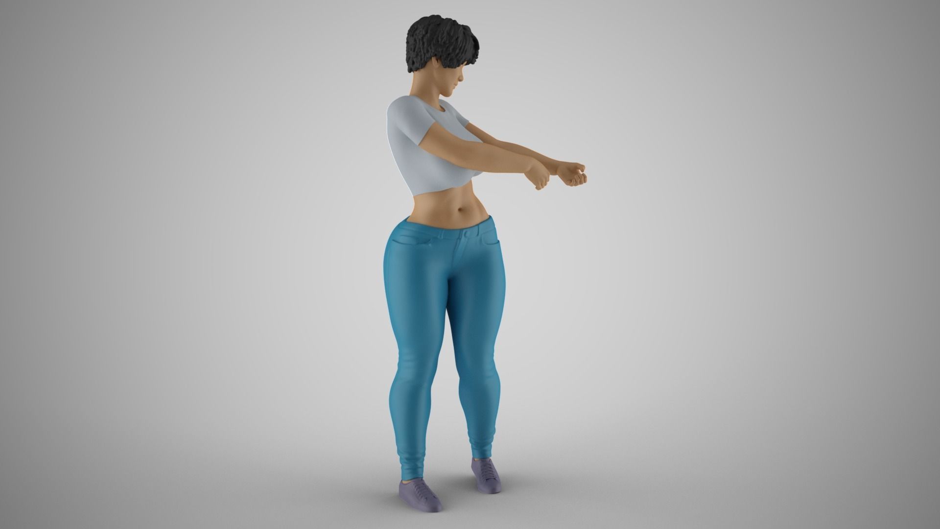 Girl Pulling Rope 3D print model_4