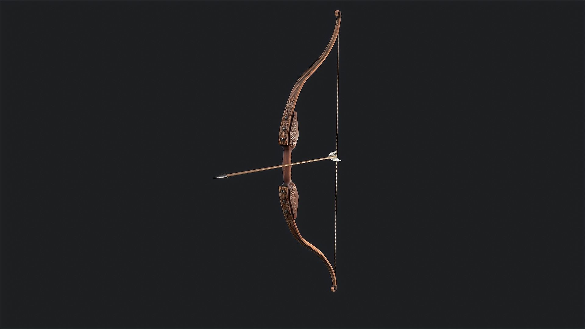 Medieval Bow Low-poly 3D model_1