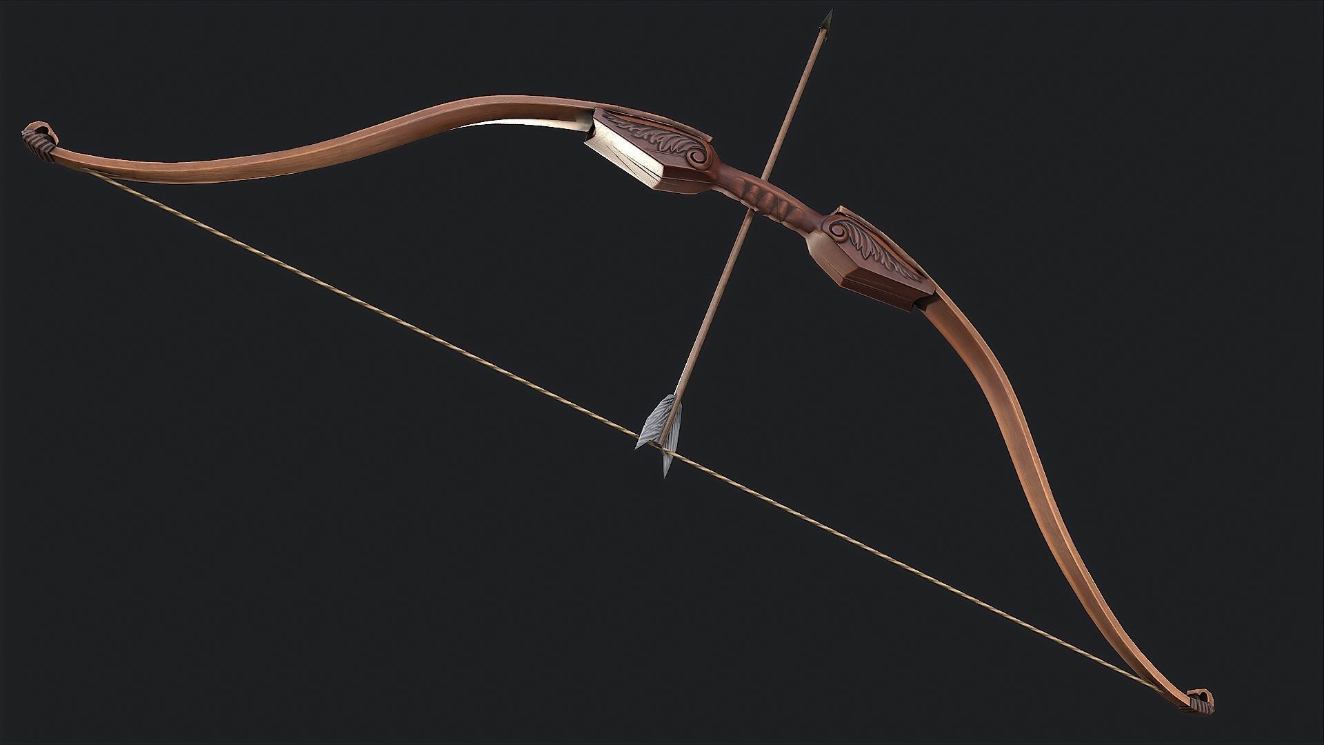 Medieval Bow Low-poly 3D model_5