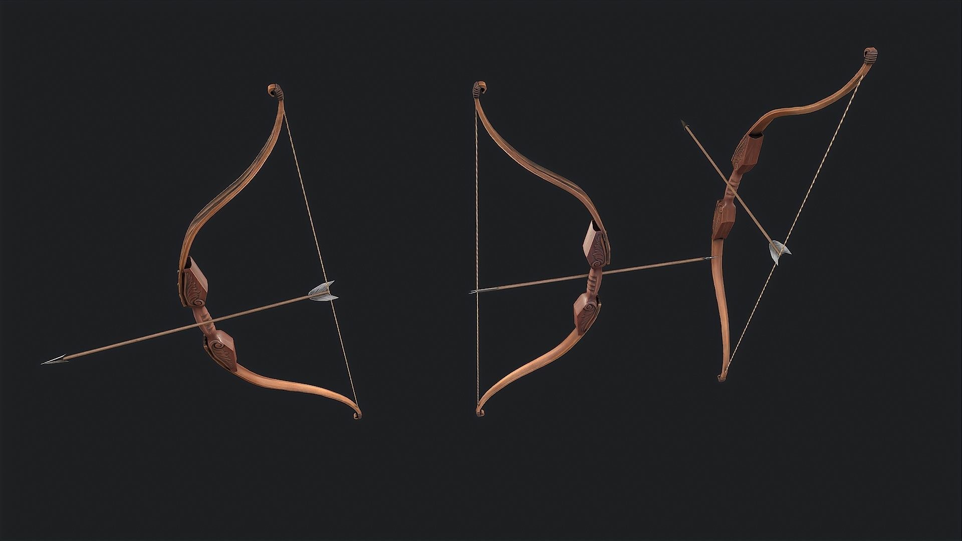 Medieval Bow Low-poly 3D model_8