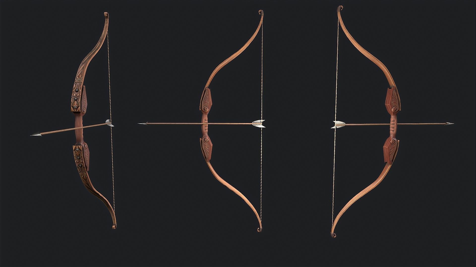 Medieval Bow Low-poly 3D model_7