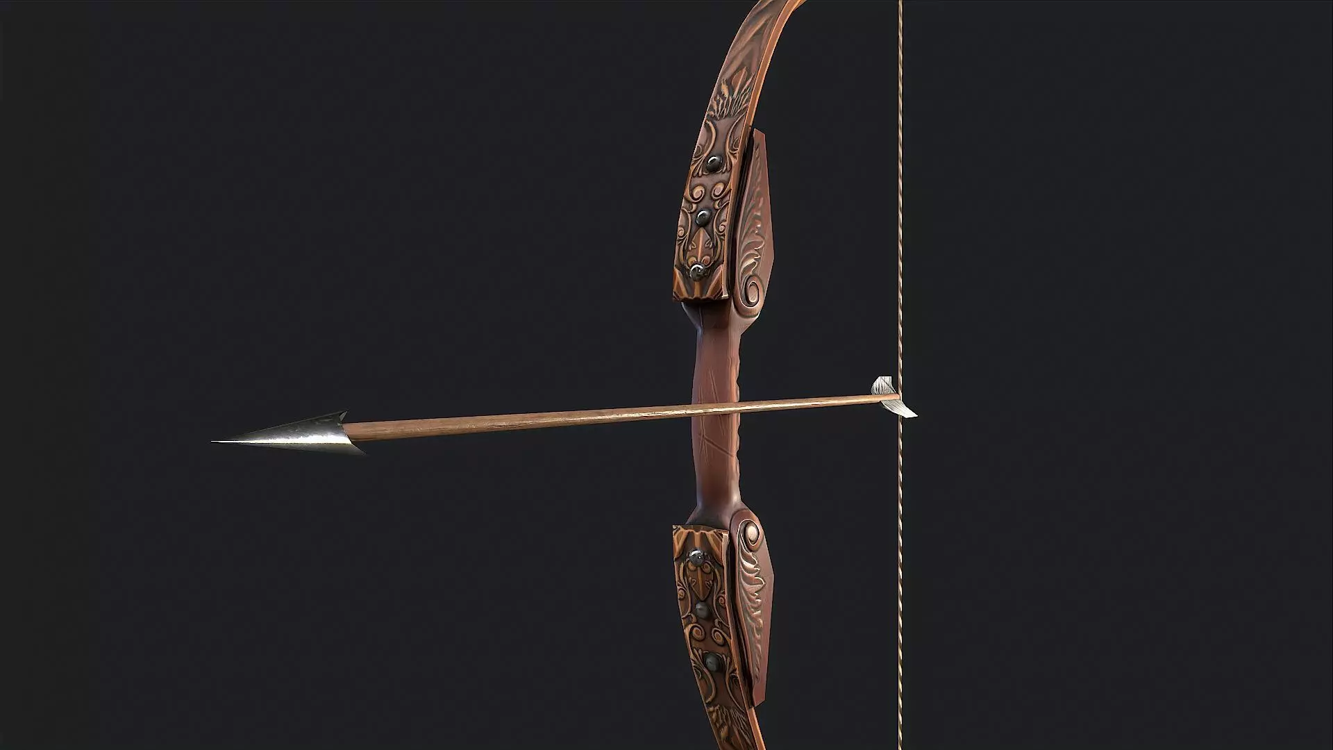 Medieval Bow Low-poly 3D model_0