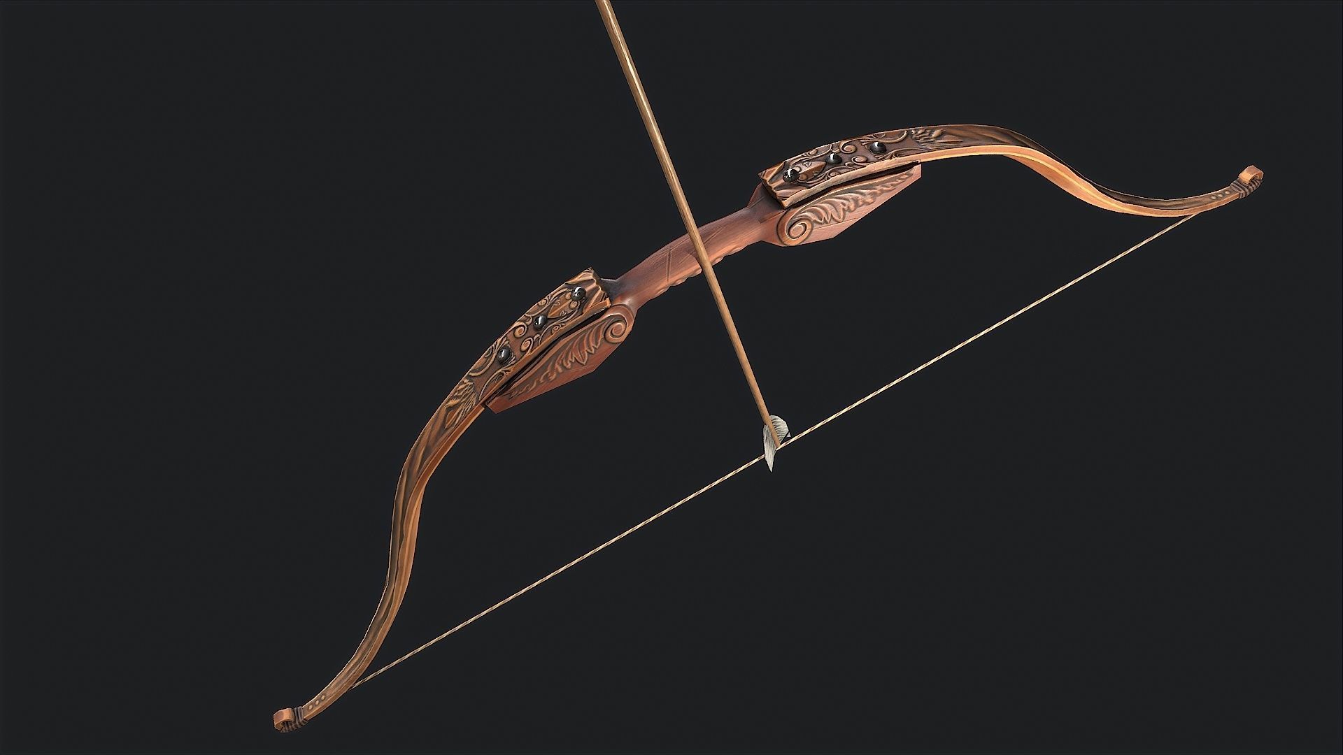 Medieval Bow Low-poly 3D model_4