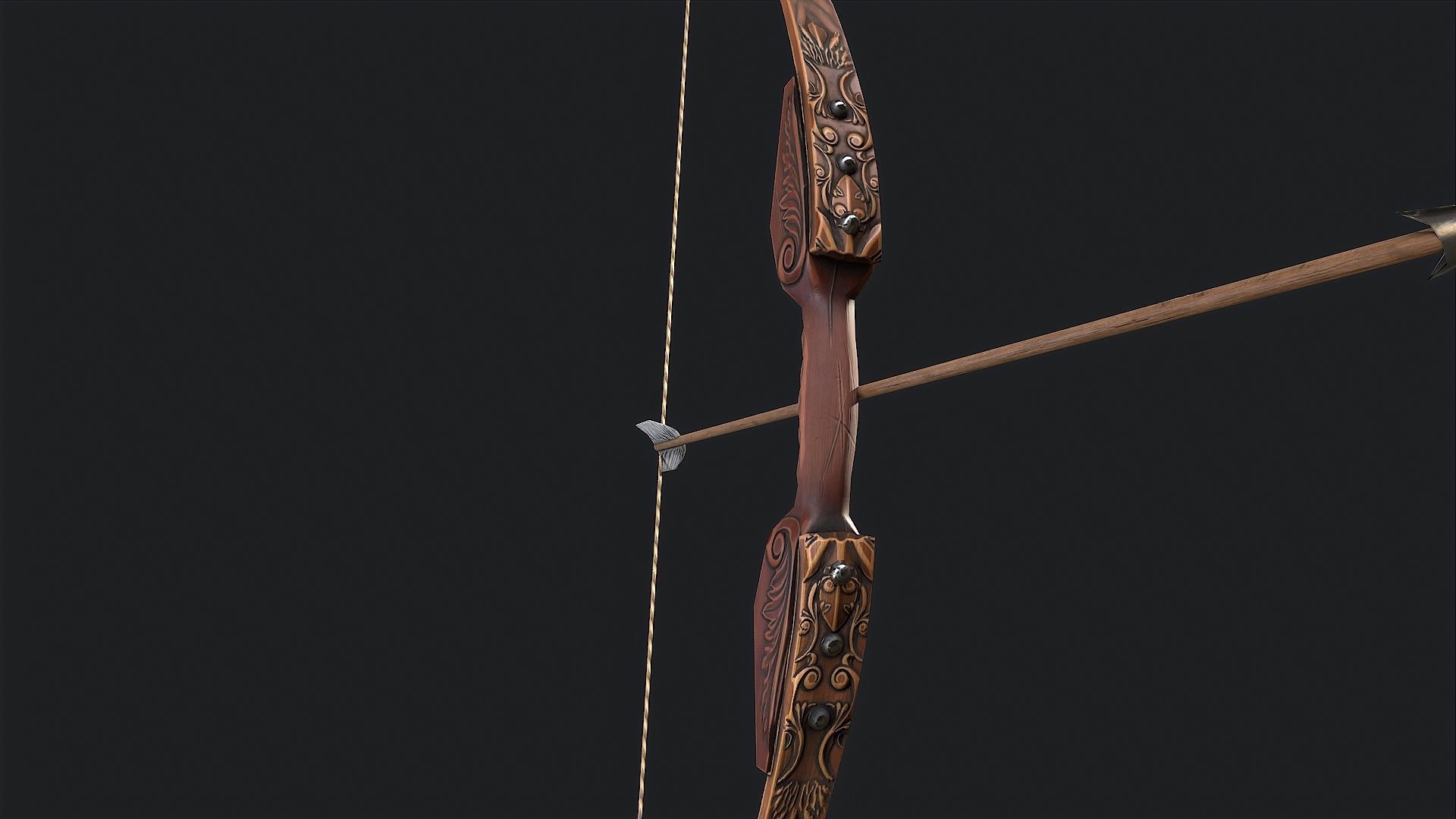 Medieval Bow Low-poly 3D model_6
