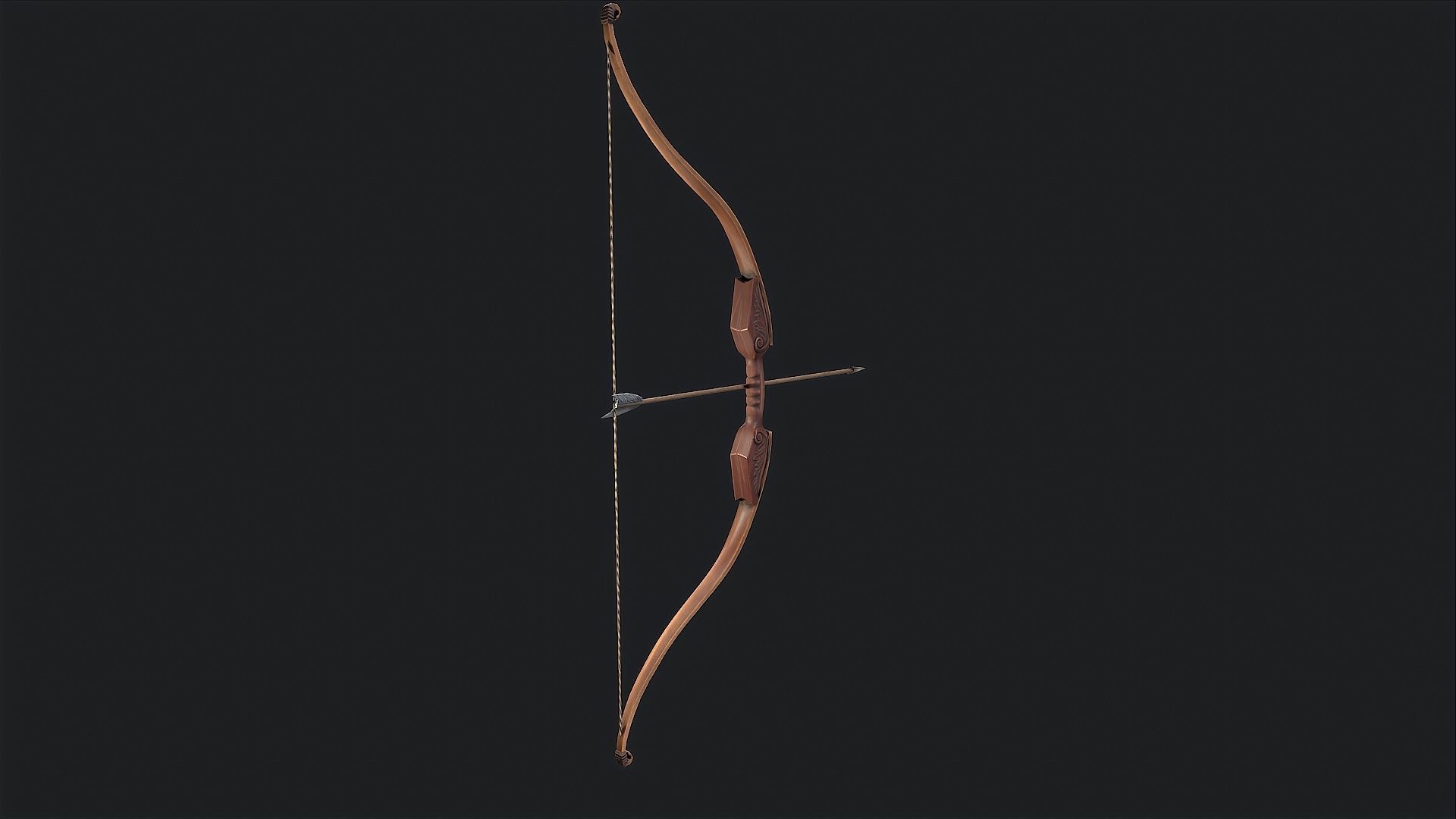 Medieval Bow Low-poly 3D model_3