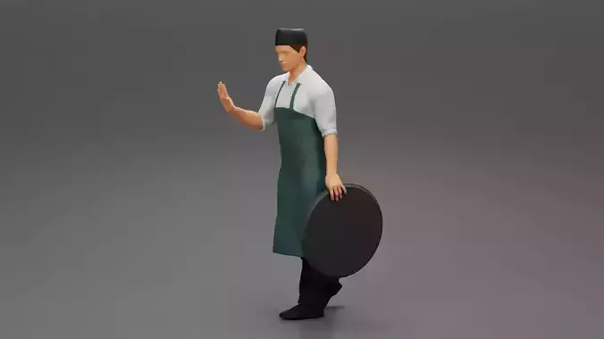 Waiter carrying an empty tray