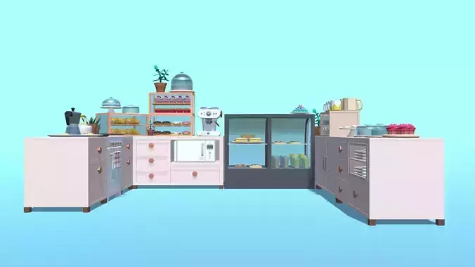 Kitchen Starter Pack - Low Poly Low-poly 3D model