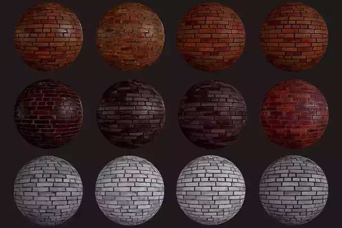 12 Realistic Seamless Brick PBR Textures
