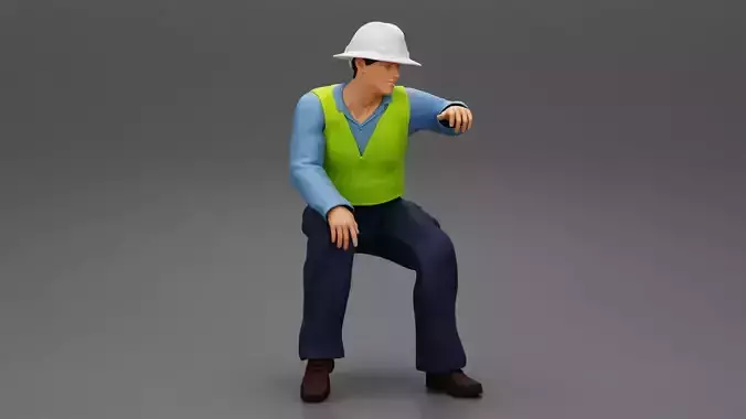 Construction worker sitting relaxing after work 3D print model