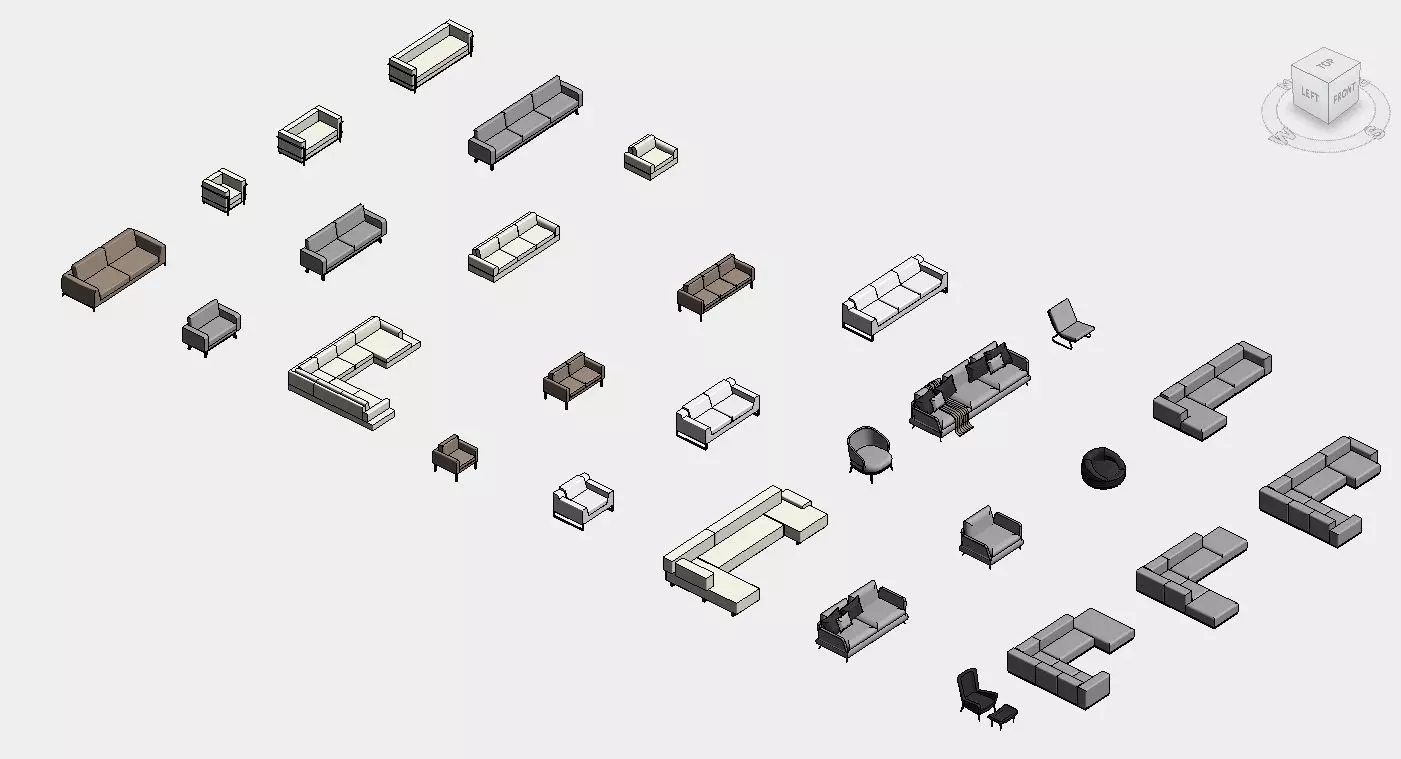 Sofa Pack Revit Family Interior 3D model