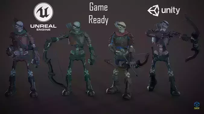Skeleton Archer Low-poly 3D model