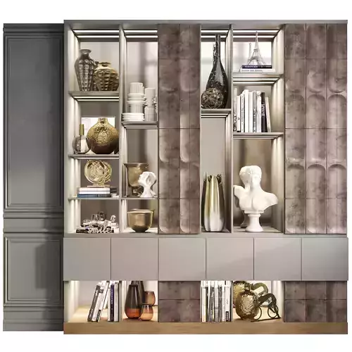 Modern wardrobe with decor and 10 books