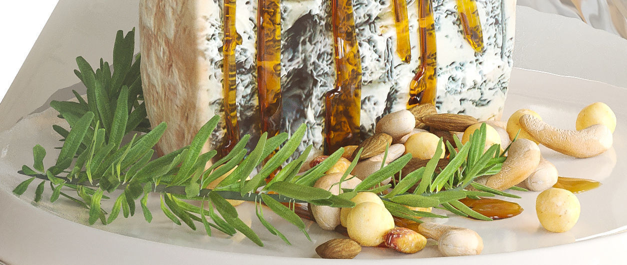 Tray with cheese and nuts 3D model_3