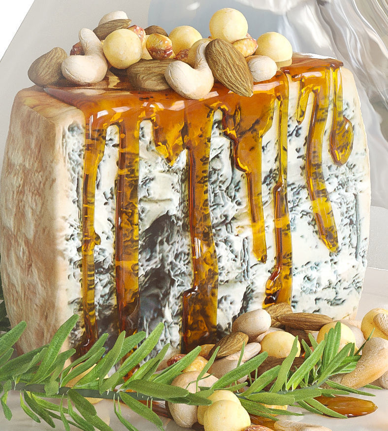 Tray with cheese and nuts 3D model_2