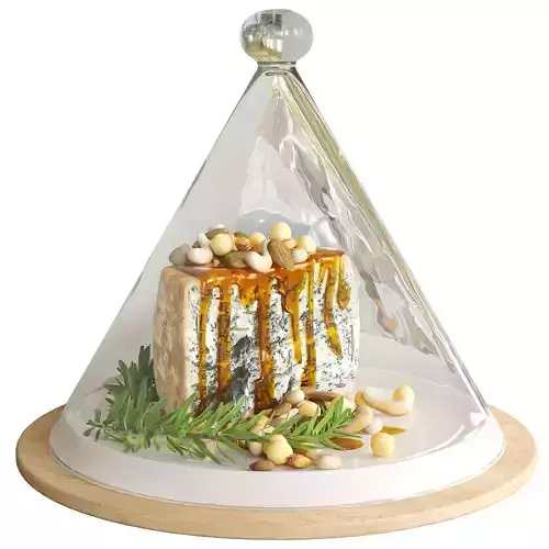 Tray with cheese and nuts 3D model