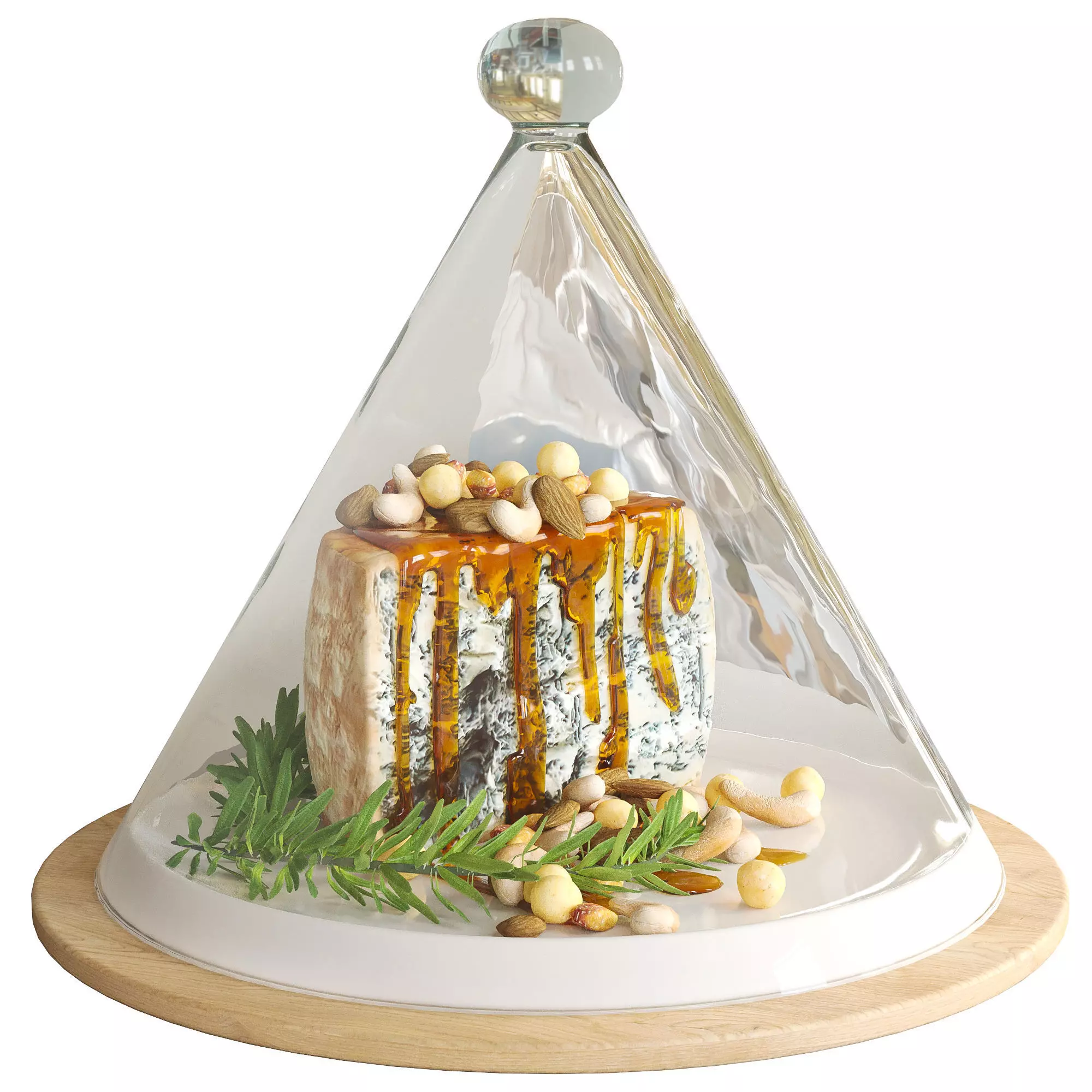 Tray with cheese and nuts 3D model_0