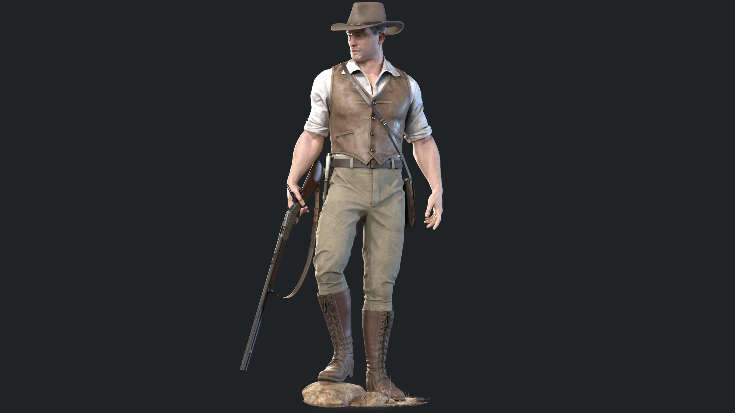 19th Century Adventurer Low-poly 3D model_1