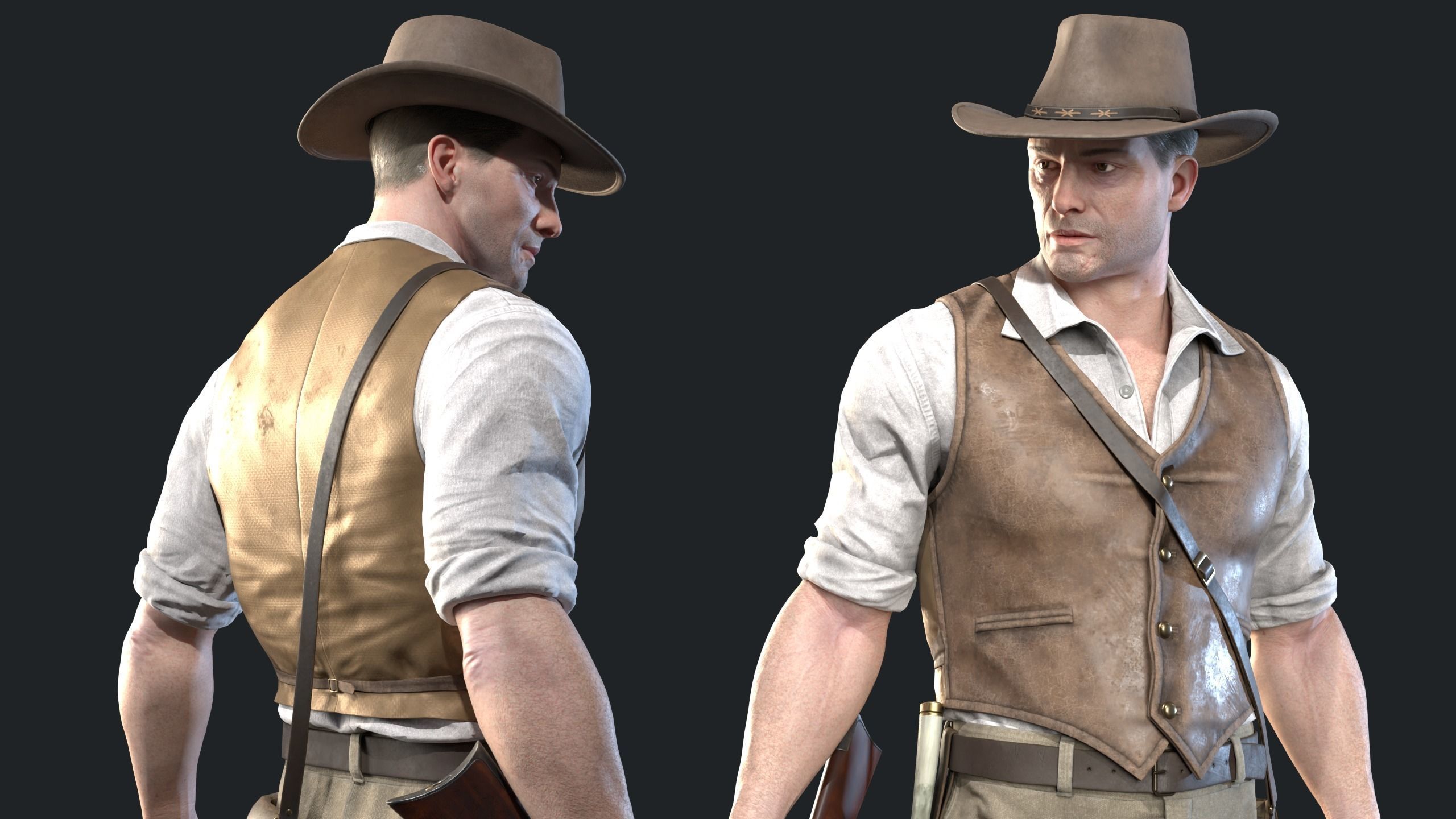 19th Century Adventurer Low-poly 3D model_6