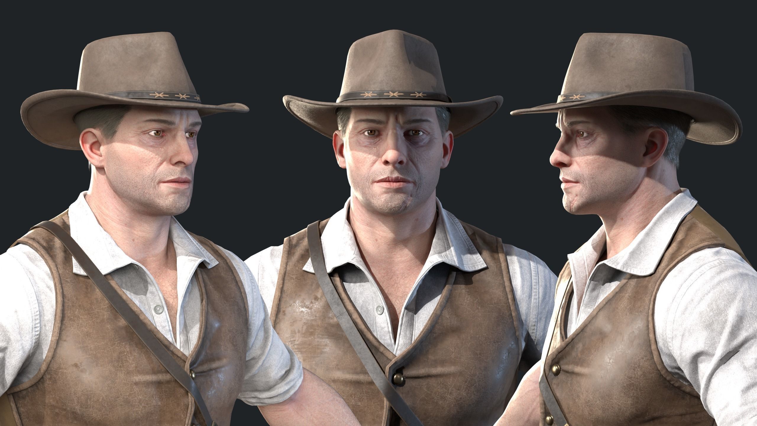 19th Century Adventurer Low-poly 3D model_4