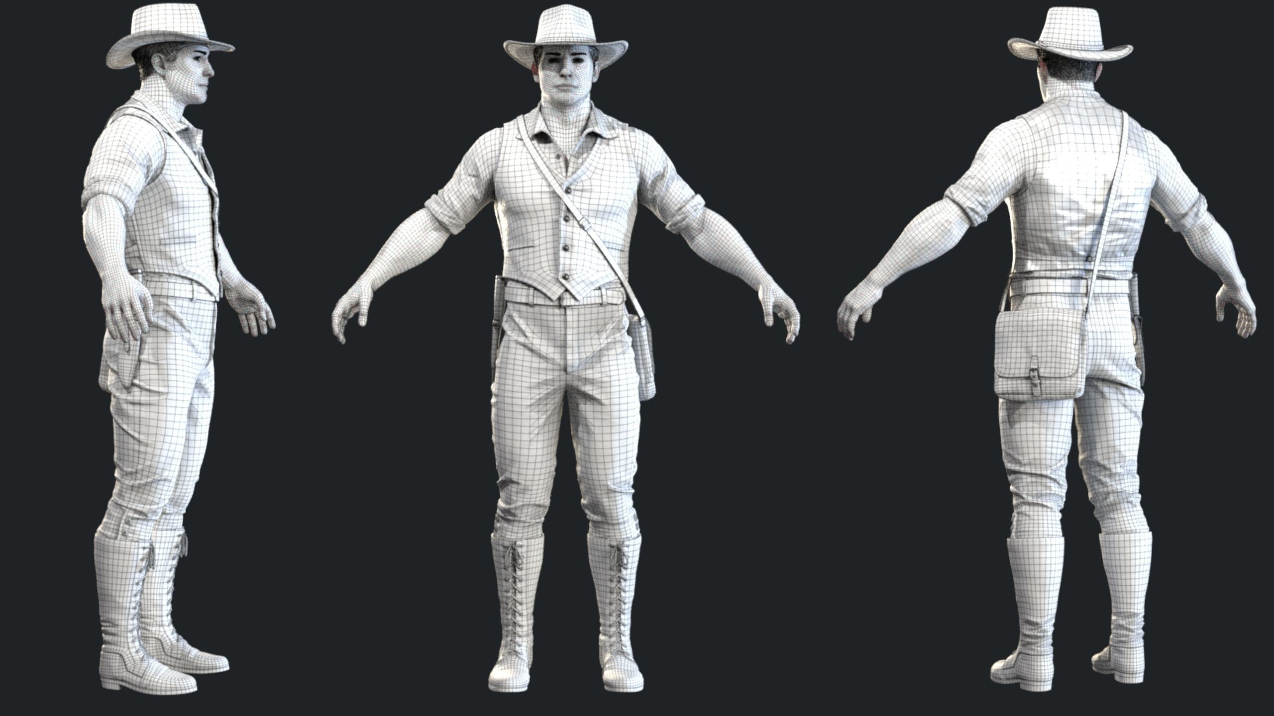 19th Century Adventurer Low-poly 3D model_14