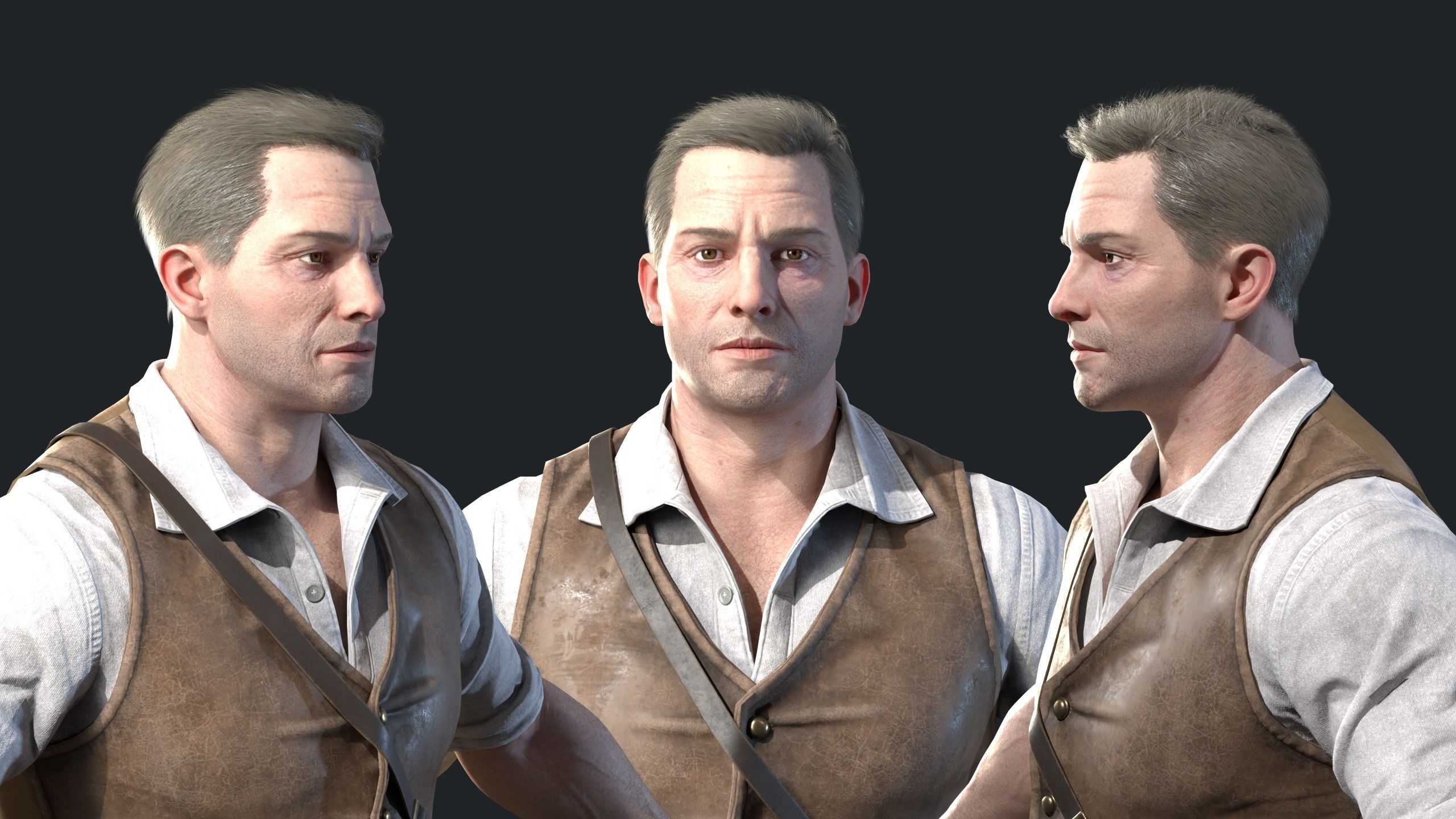 19th Century Adventurer Low-poly 3D model_5