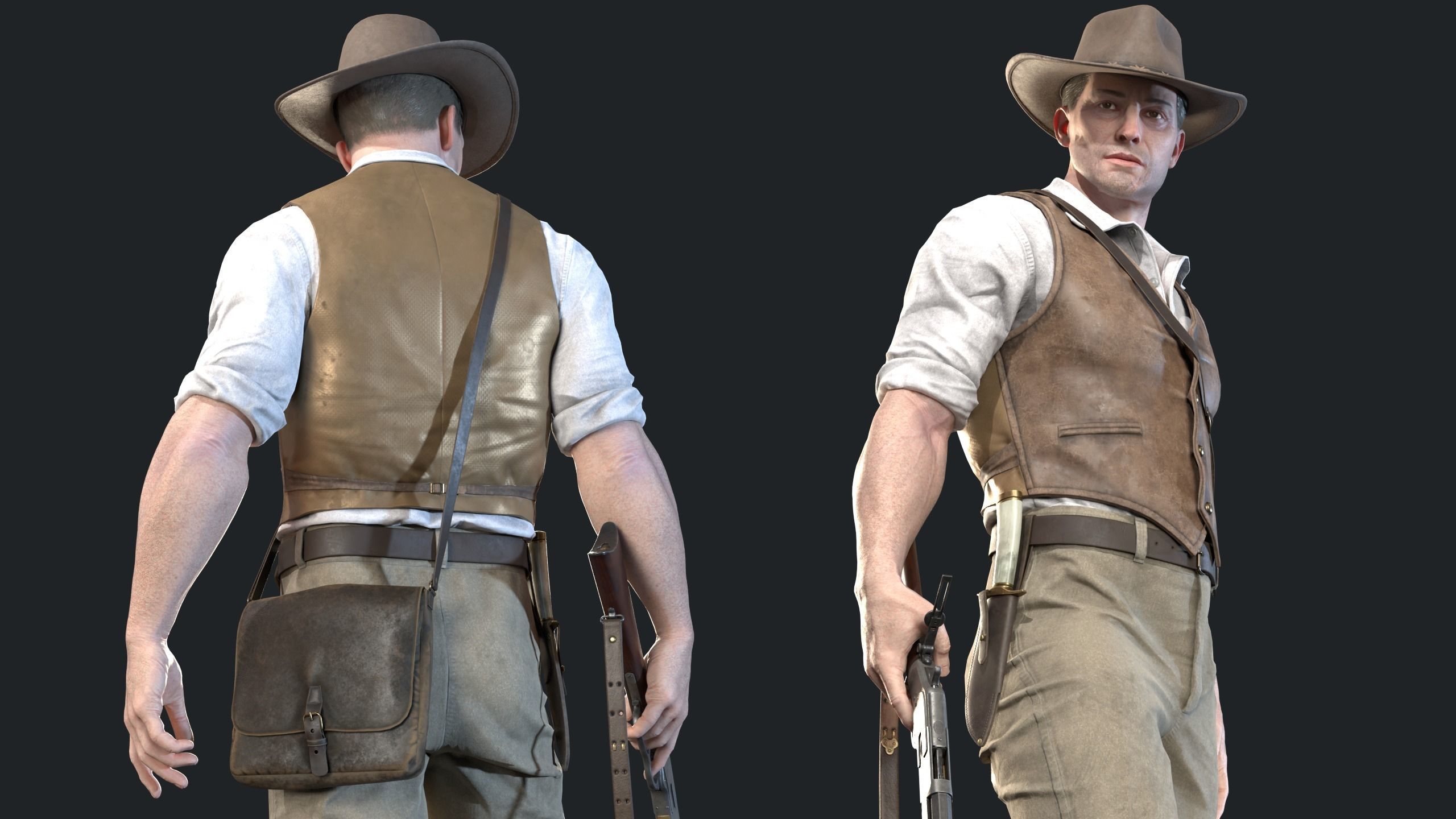 19th Century Adventurer Low-poly 3D model_7