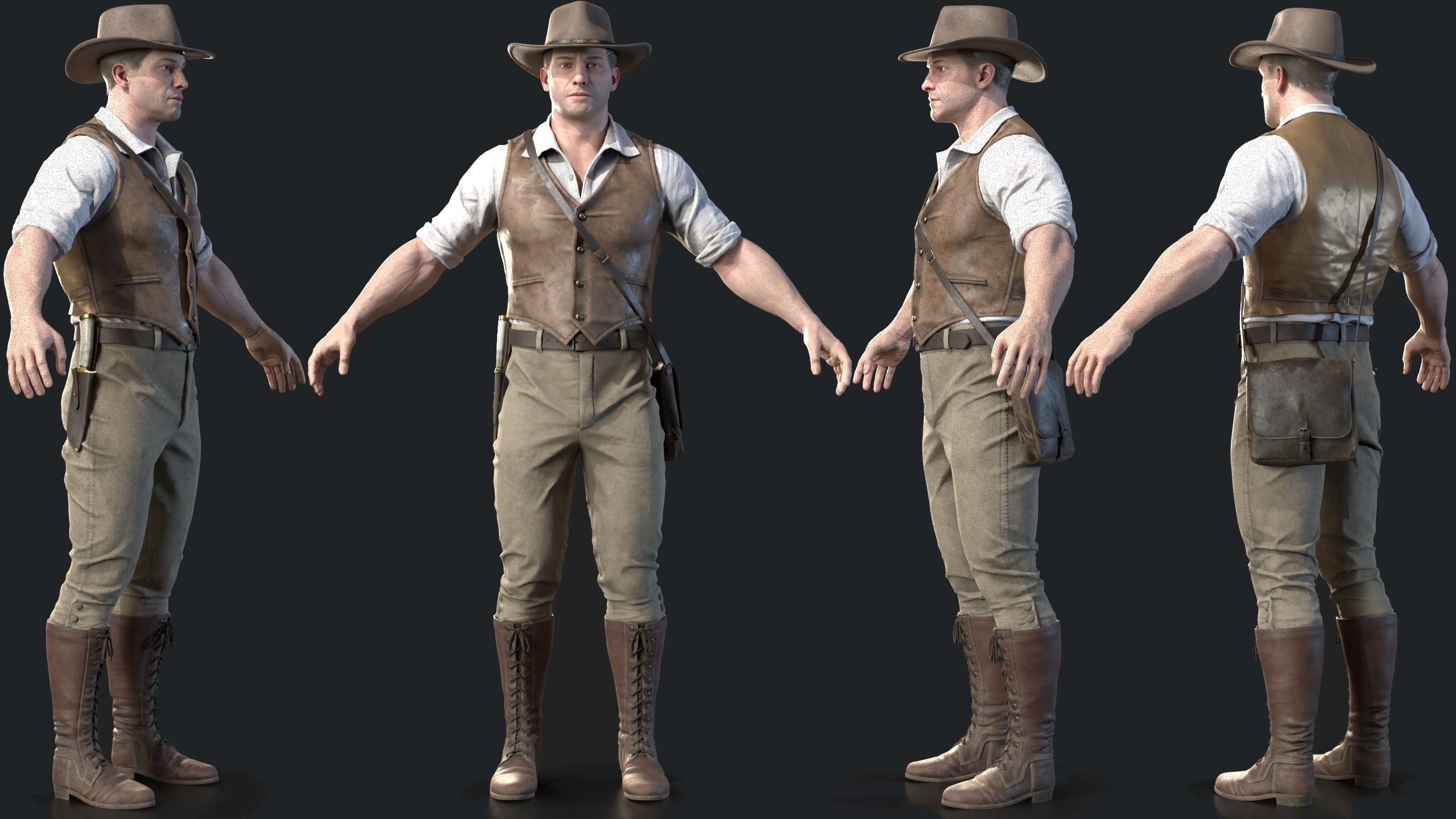 19th Century Adventurer Low-poly 3D model_3
