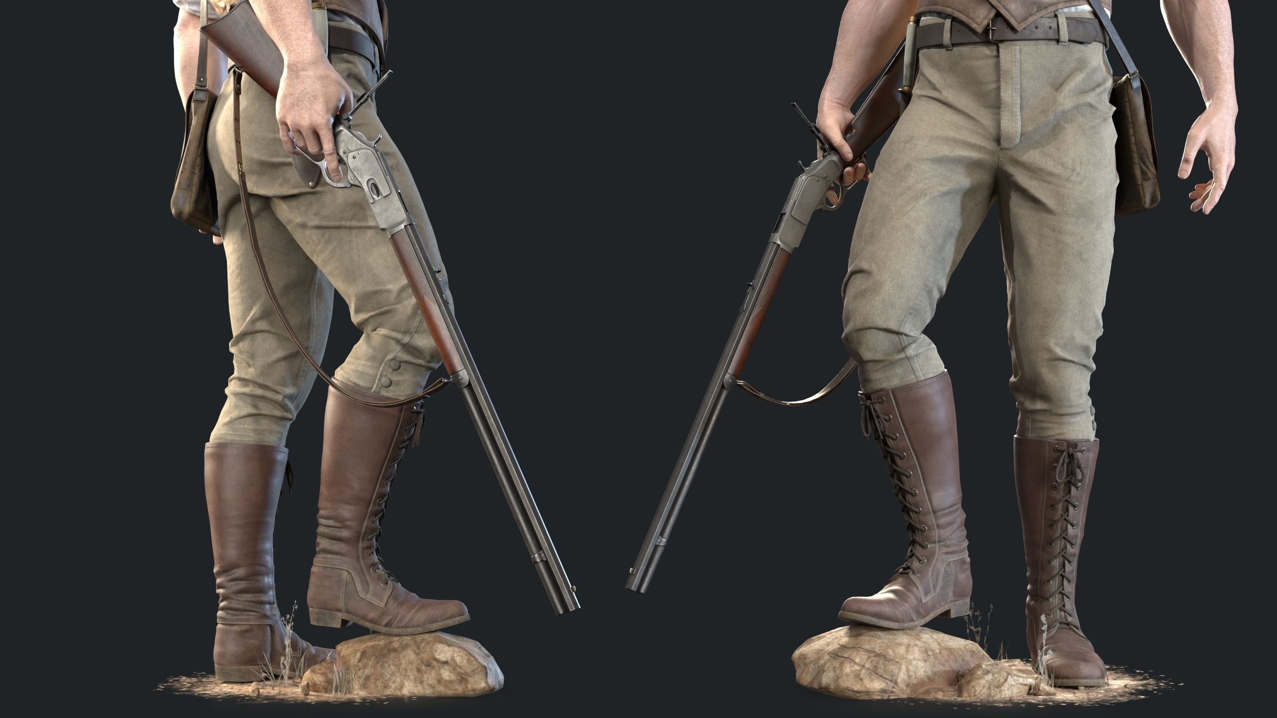 19th Century Adventurer Low-poly 3D model_9