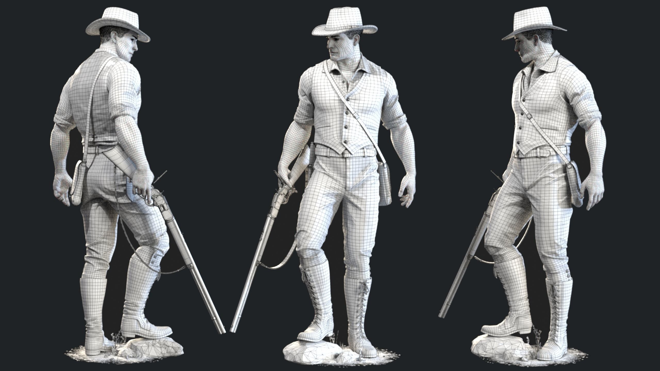 19th Century Adventurer Low-poly 3D model_13