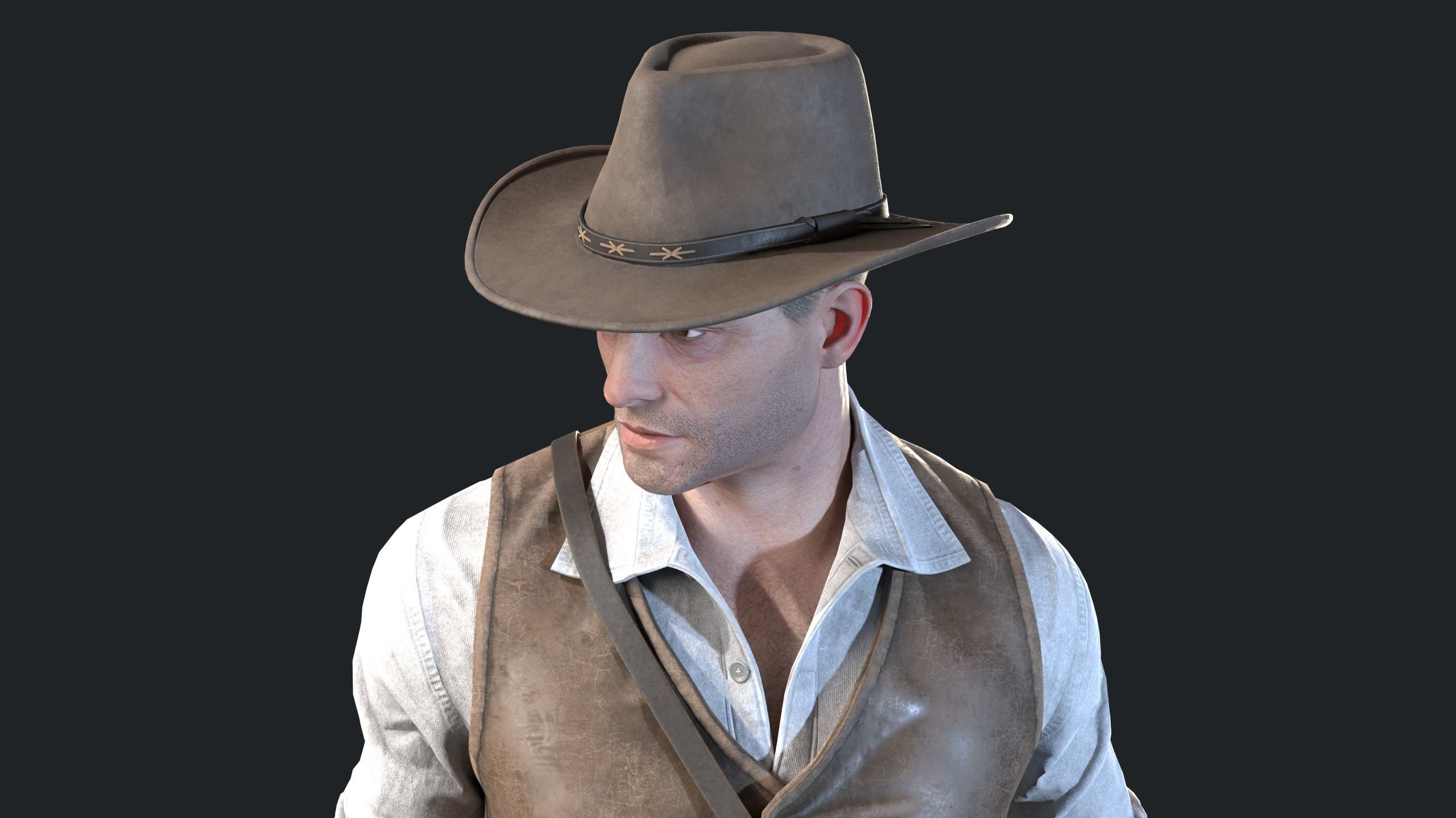 19th Century Adventurer Low-poly 3D model_10