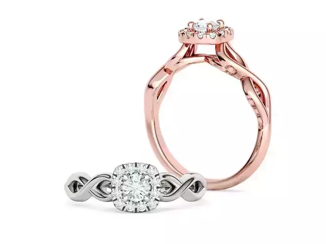 Cushion Halo Ring with 4mm stone 3dprint model 