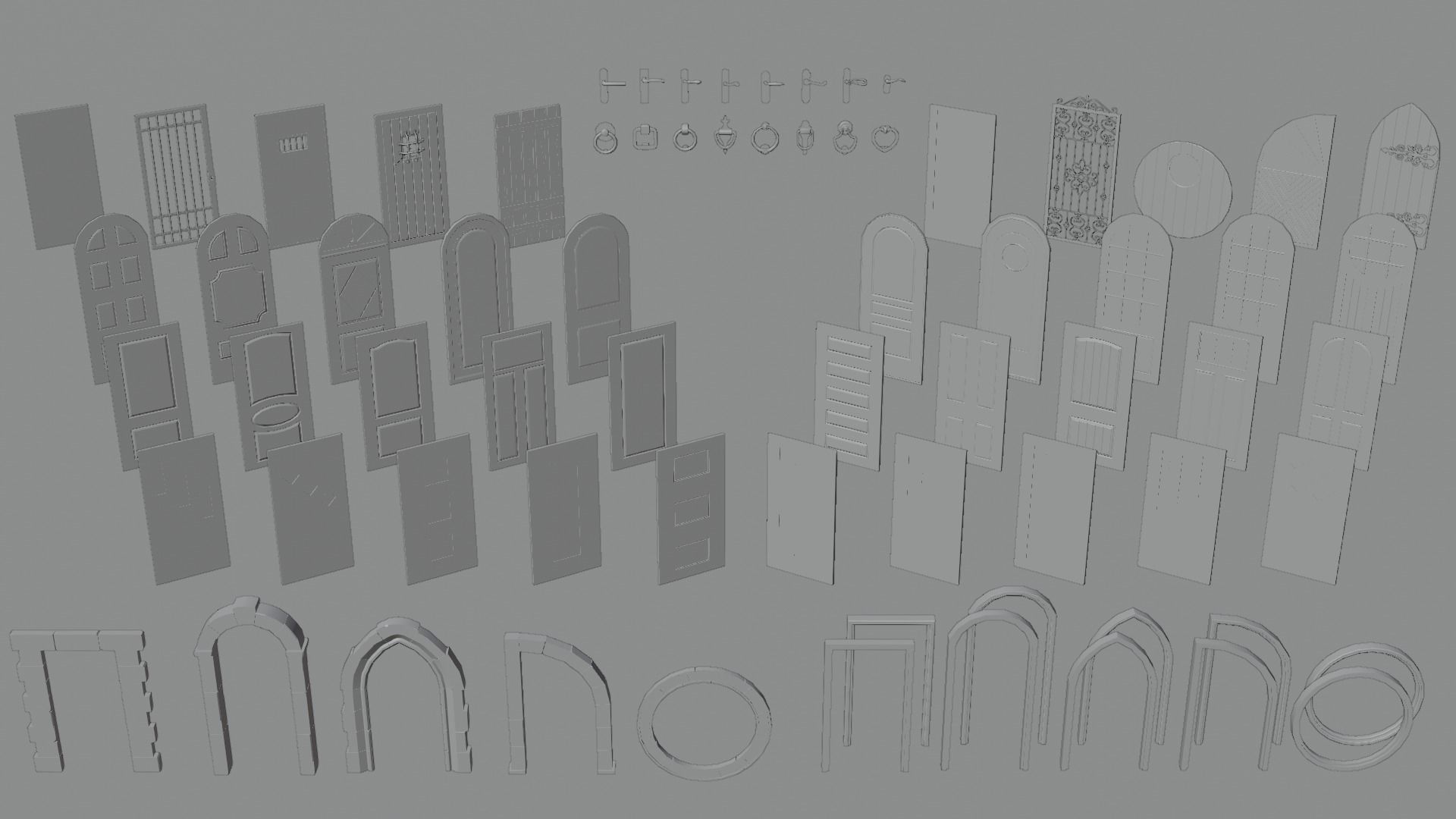 Door pack Low-poly 3D model_1