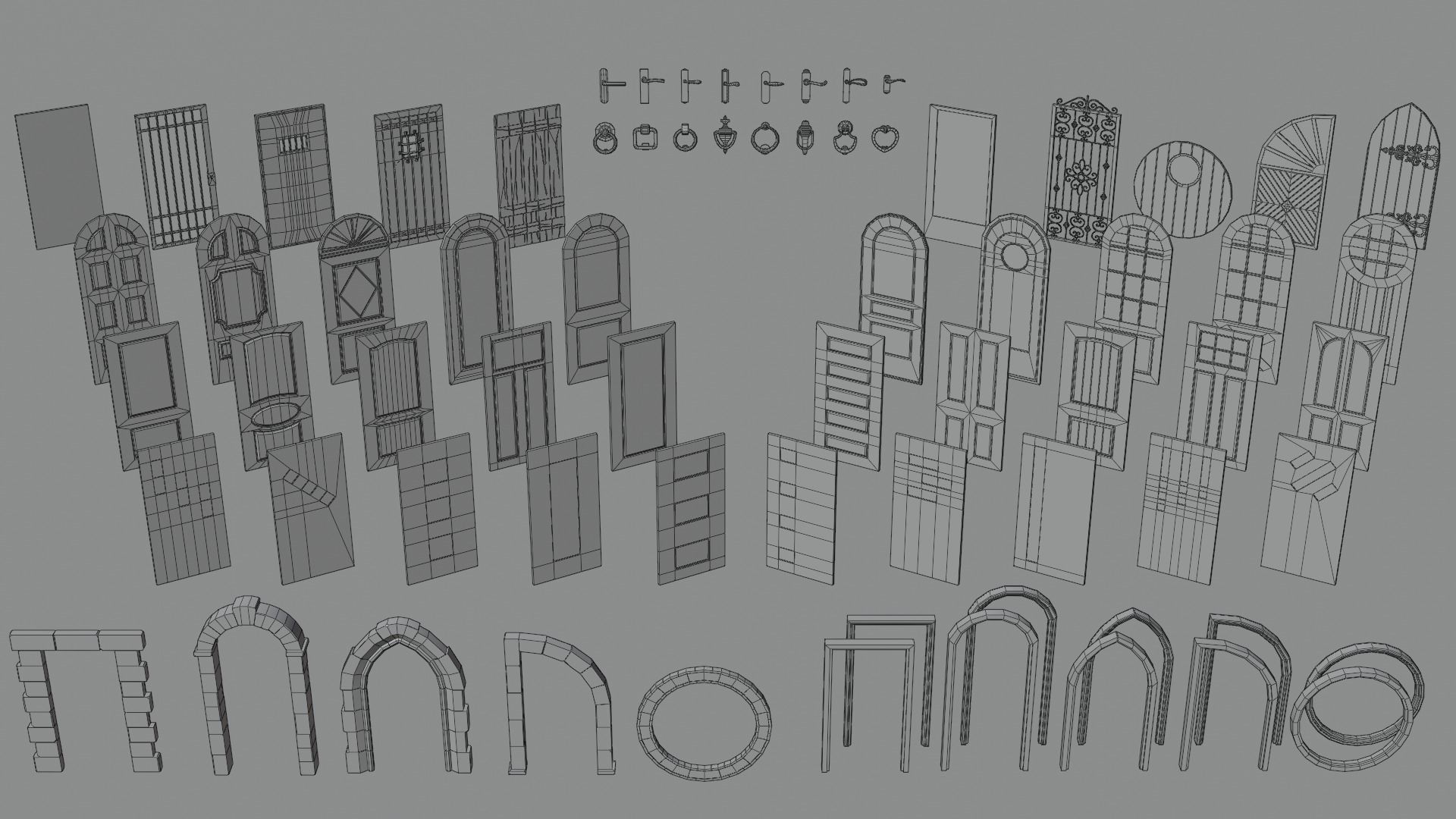 Door pack Low-poly 3D model_2