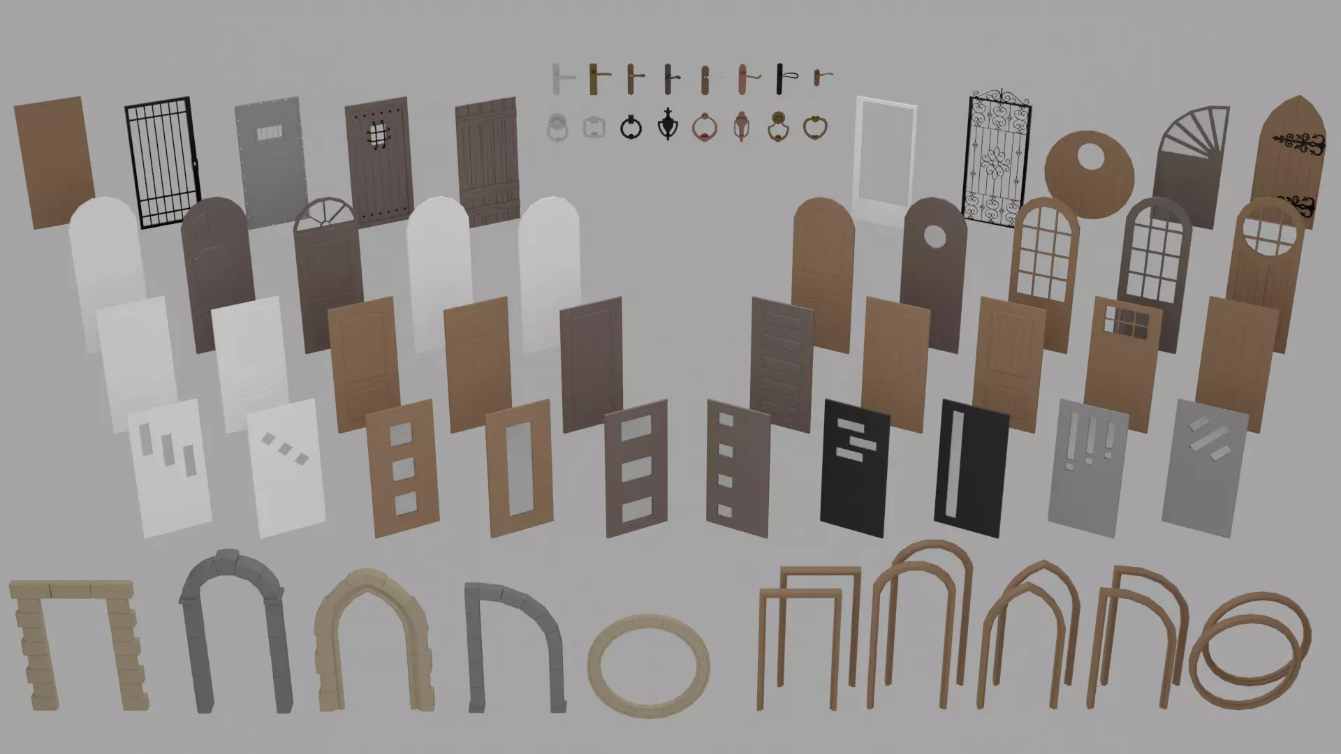 Door pack Low-poly 3D model_0